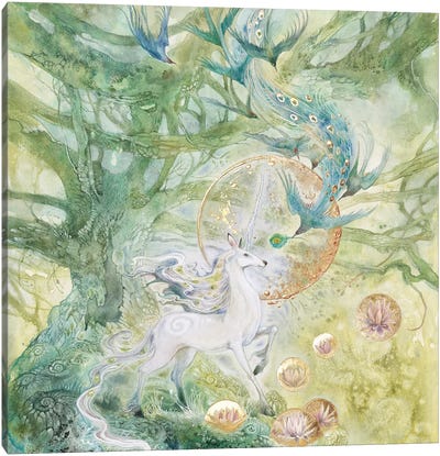 A Meeting Of Tangled Paths II Canvas Art Print - Friendly Mythical Creatures