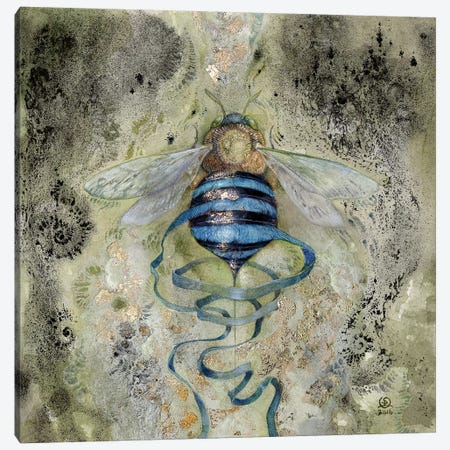 Blue Bee Canvas Print #SLW20} by Stephanie Law Canvas Wall Art