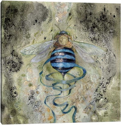 Blue Bee Canvas Art Print - Bee Art