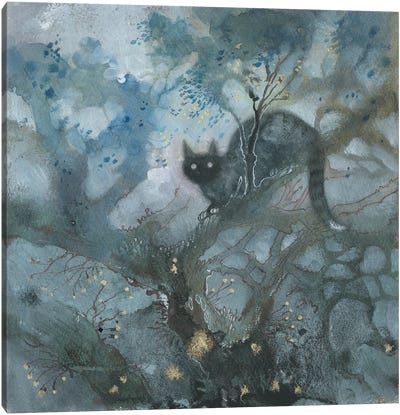 Feline Canvas Art Print - Black Cat Art