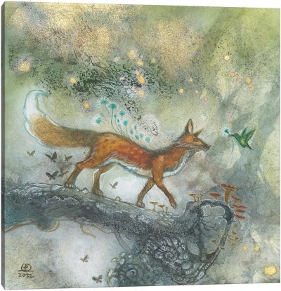 Stroll Canvas Art Print - Fox Art