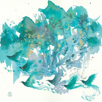 Birds I by Stephanie Law metal wall art