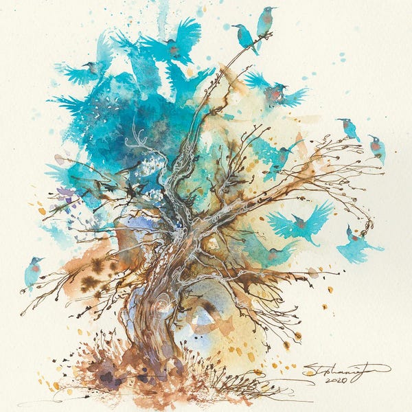 Abstract Watercolors: Birds II by Stephanie Law