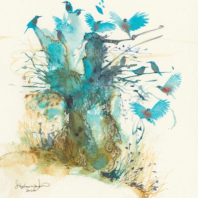 Birds IV by Stephanie Law metal wall art