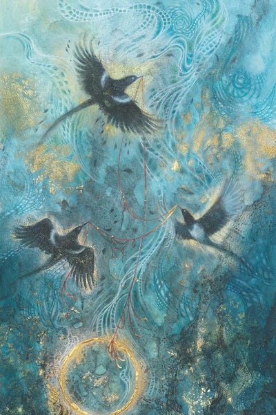Dreamy Watercolor Artists: Magpies by Stephanie Law
