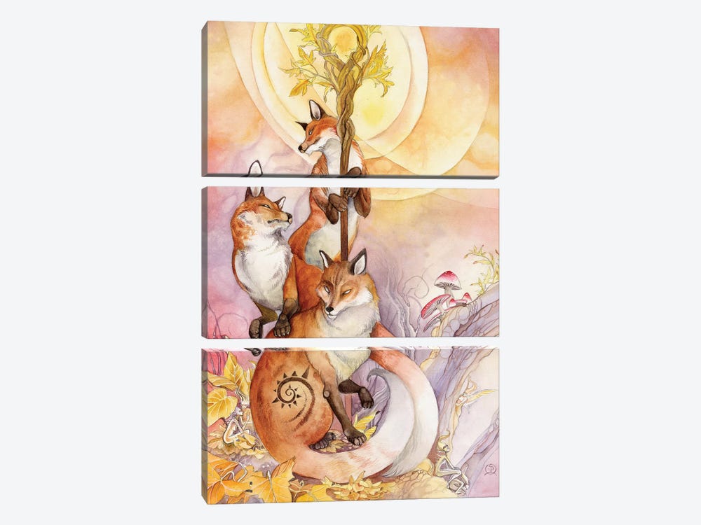 Foxes by Stephanie Law 3-piece Canvas Wall Art