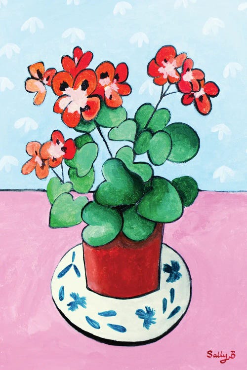 Geranium In Pot by Sally B wall art