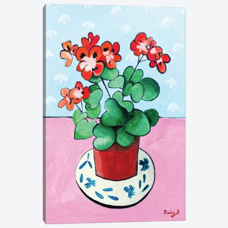 Geranium In Pot Canvas Print #SLY101} by Sally B Canvas Art Print