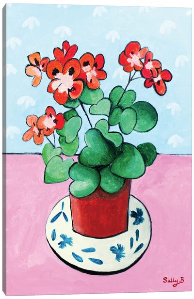 Geranium In Pot Canvas Art Print - Sally B
