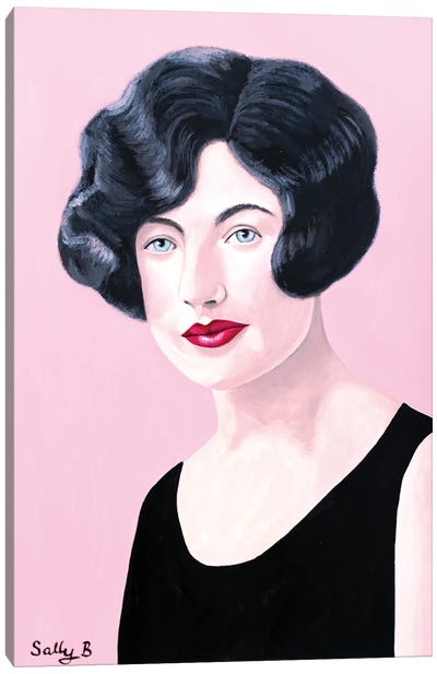 Flapper Lady In Black Dress Canvas Art Print - Sally B