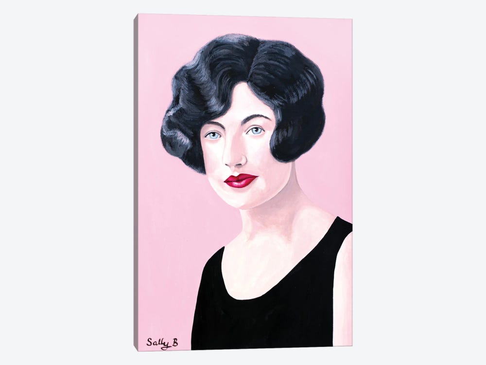 Flapper Lady In Black Dress by Sally B 1-piece Art Print