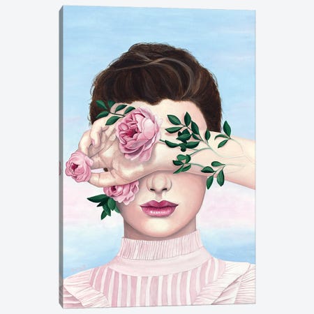 Lady With Eternal Blossom Canvas Print #SLY112} by Sally B Canvas Artwork