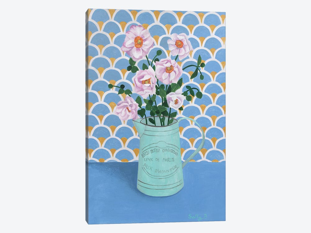 Flowers In Green Jug by Sally B 1-piece Art Print