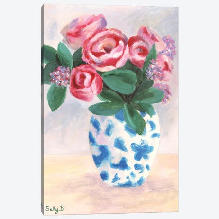 Roses Chinoiserie Fauvism With Pastel Background Canvas Print #SLY134} by Sally B Canvas Print