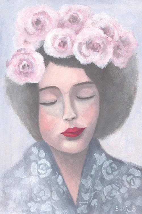 Woman With Roses On Hair