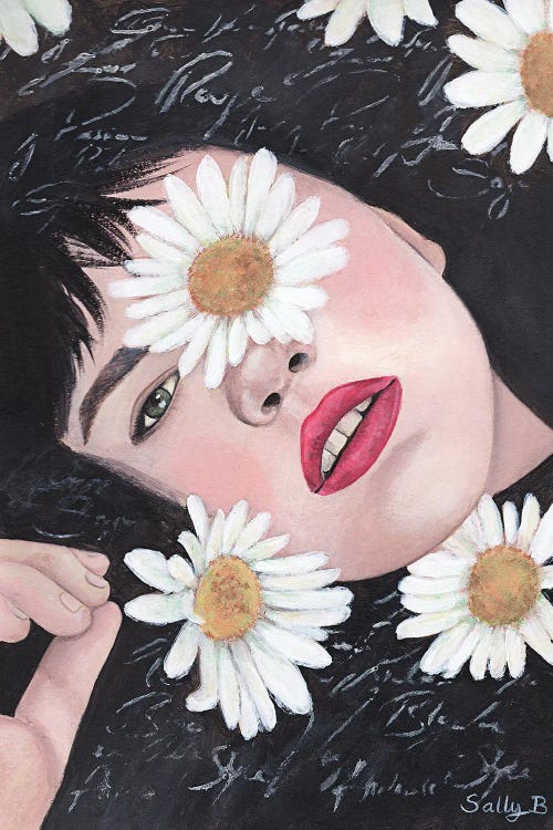 Woman Portrait With White Daisy