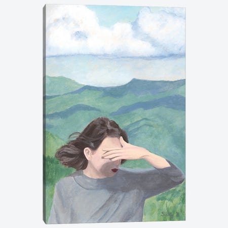 Woman With Mountains Canvas Print #SLY143} by Sally B Canvas Art Print