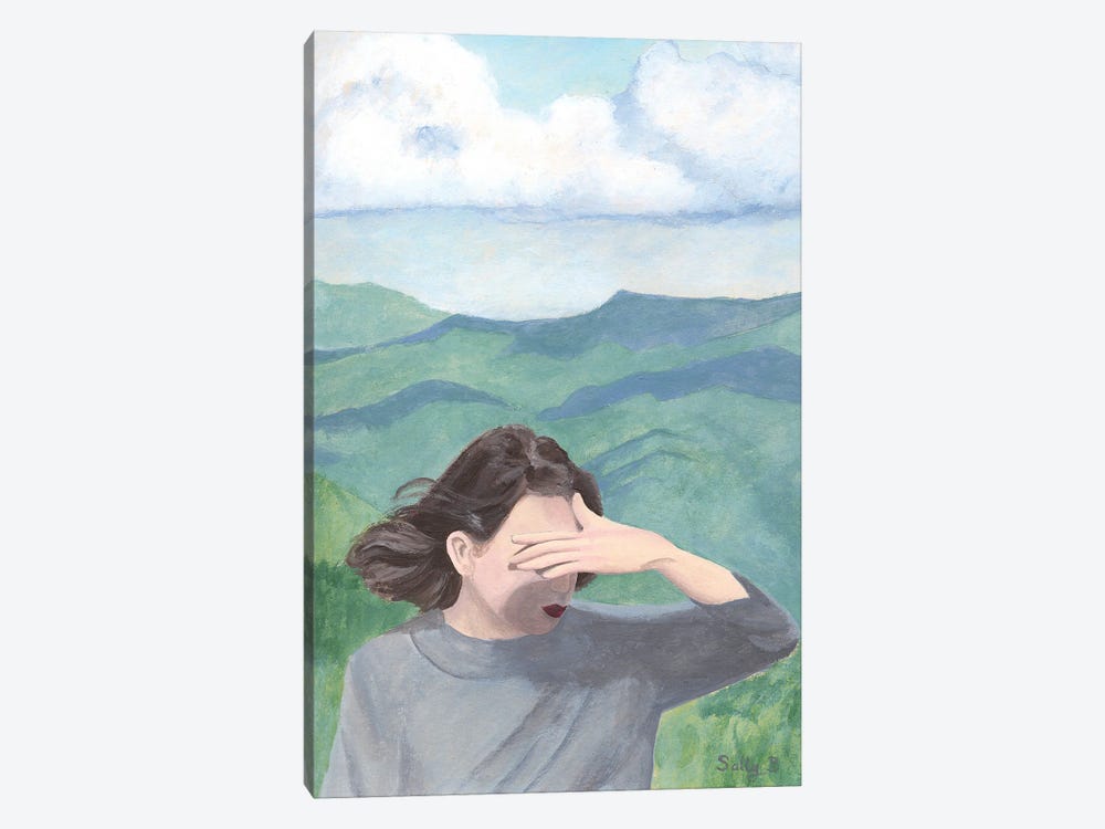 Woman With Mountains by Sally B 1-piece Canvas Artwork