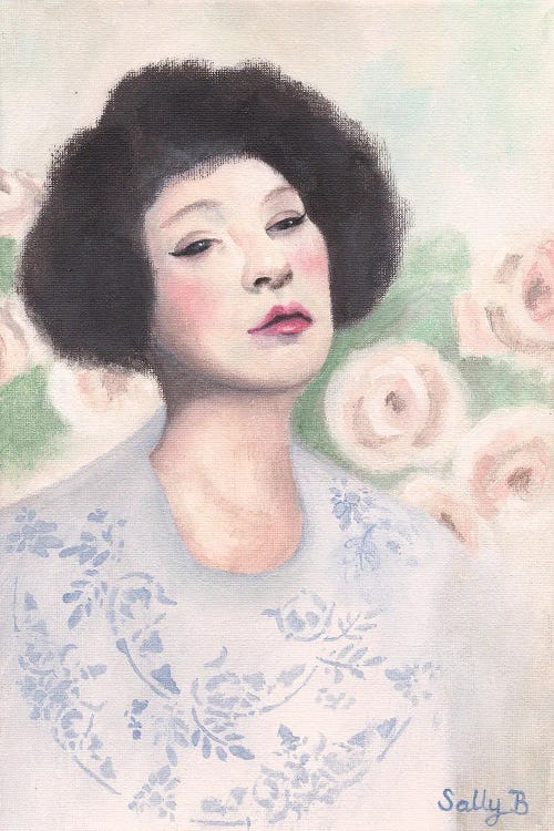 Woman Portrait With Pastel Roses