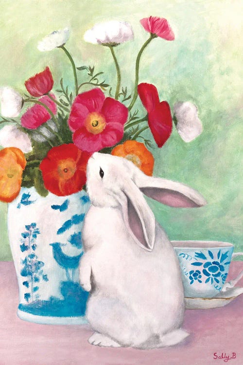 Chinoiserie Rabbit And Anemones