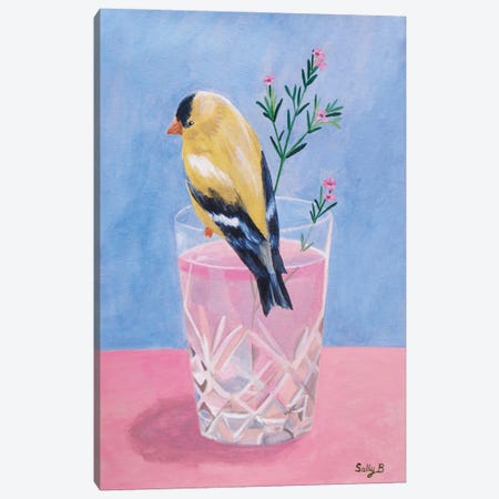 Yellow Bird With Cut Glass Canvas Print #SLY156} by Sally B Art Print