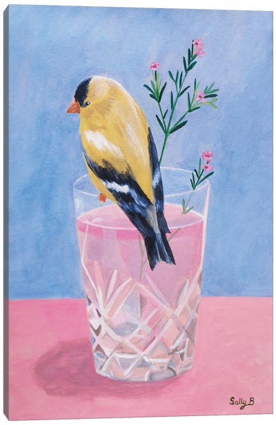 Yellow Bird With Cut Glass Canvas Art Print - Sally B