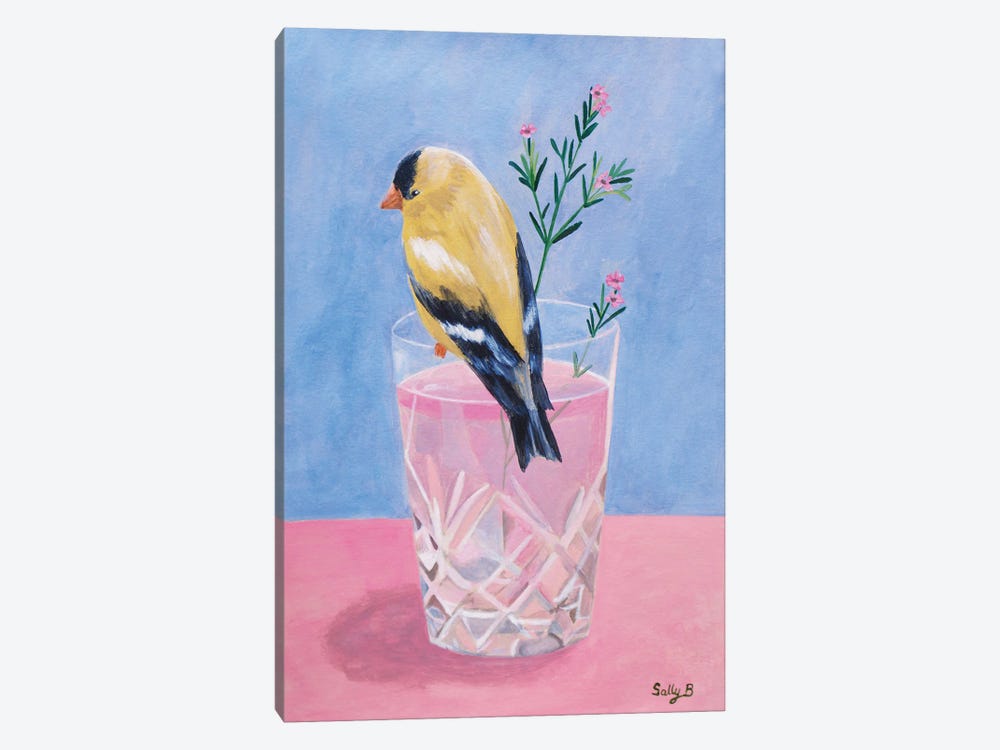 Yellow Bird With Cut Glass by Sally B 1-piece Canvas Artwork