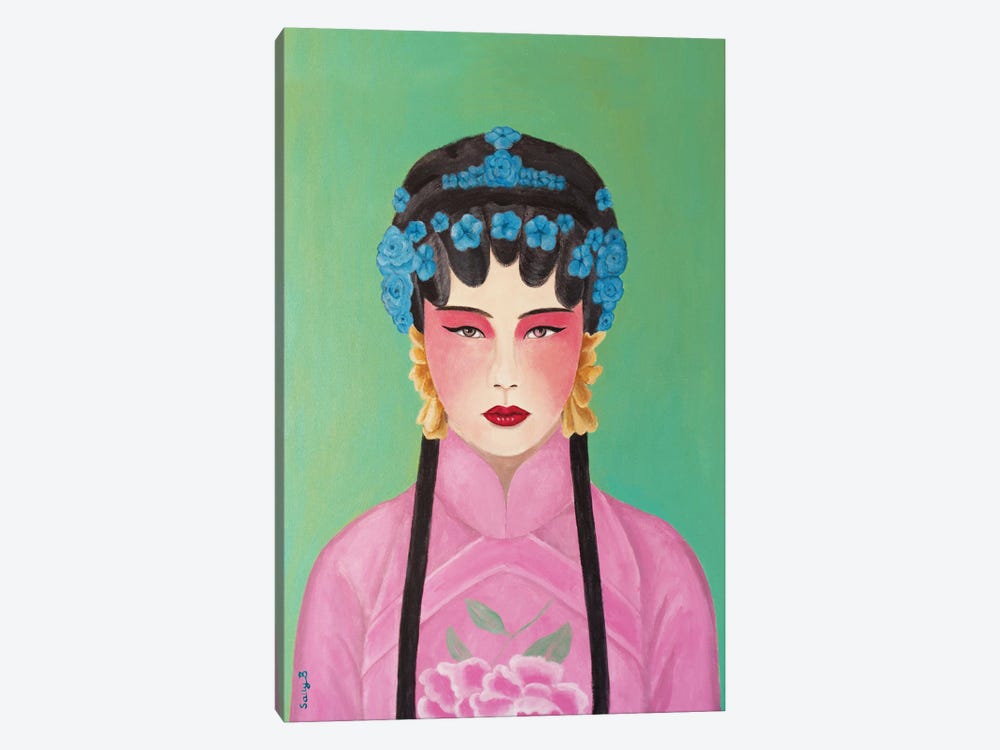 Chinese Woman In Pink Cheongsam by Sally B 1-piece Art Print