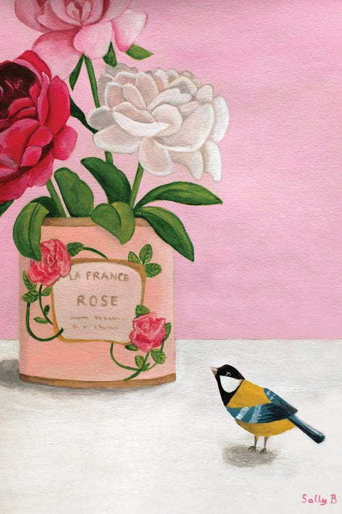 Rosela France And Bird by Sally B wall art