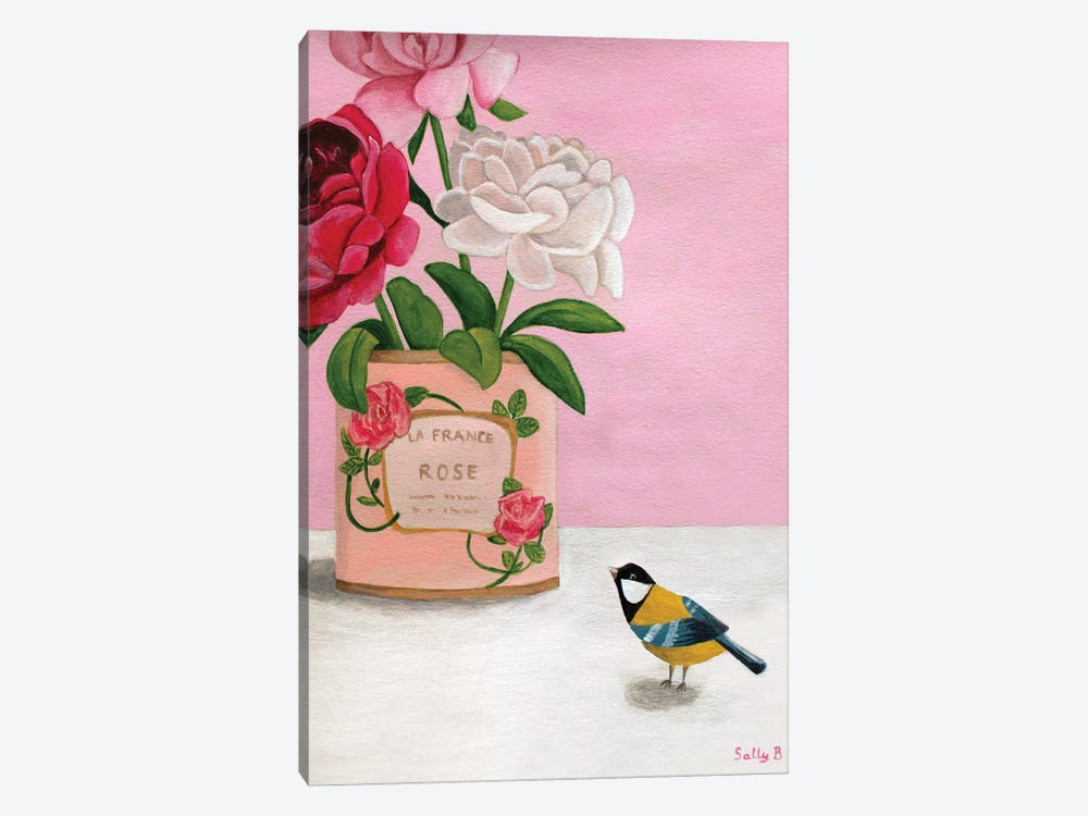 Rosela France And Bird by Sally B 1-piece Art Print