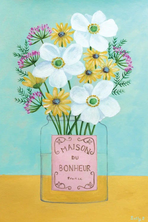 Flower Happiness by Sally B wall art