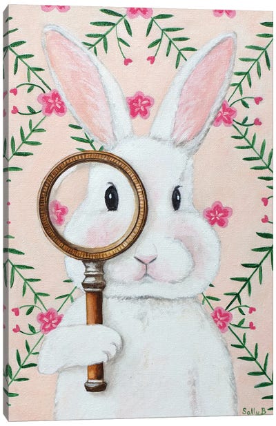 Rabbit With Magnifying Glass Canvas Art Print - Sally B