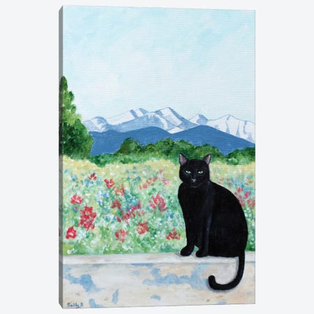 Cat And Mountain Canvas Print #SLY179} by Sally B Canvas Artwork