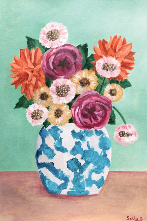 Dahlias And Roses Chinoiserie