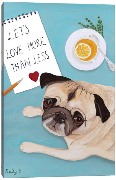 Pug With Lemon Tea Canvas Art Print - Pug Art