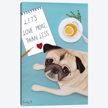 Pug With Lemon Tea Canvas Print #SLY18} by Sally B Canvas Art Print