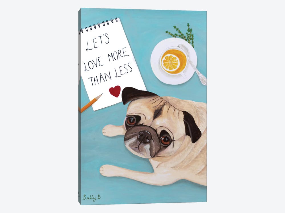 Pug With Lemon Tea by Sally B 1-piece Canvas Print