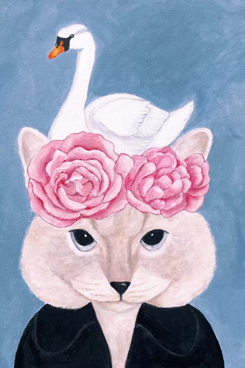 Cat And Swan by Sally B wall art