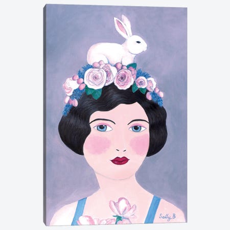 Woman And Rabbit Canvas Print #SLY23} by Sally B Canvas Art