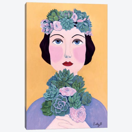 Woman And Succulents Canvas Print #SLY25} by Sally B Canvas Print