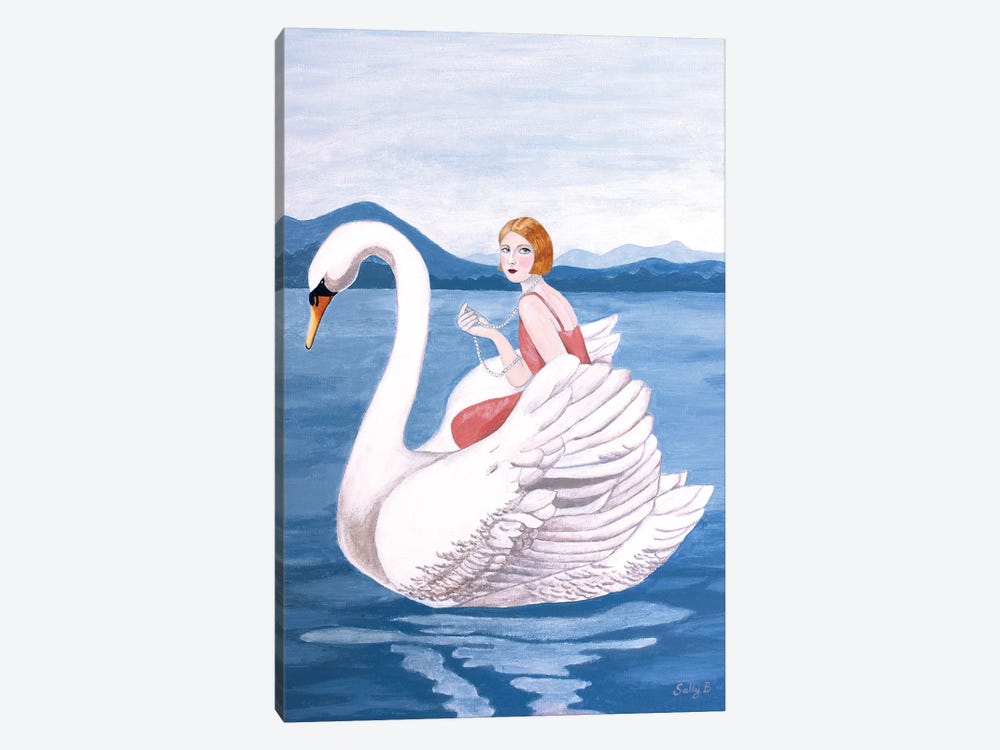 Woman And Swan by Sally B 1-piece Canvas Artwork