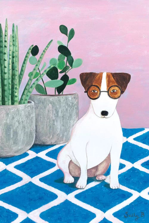 Jack Russell And Plant by Sally B wall art