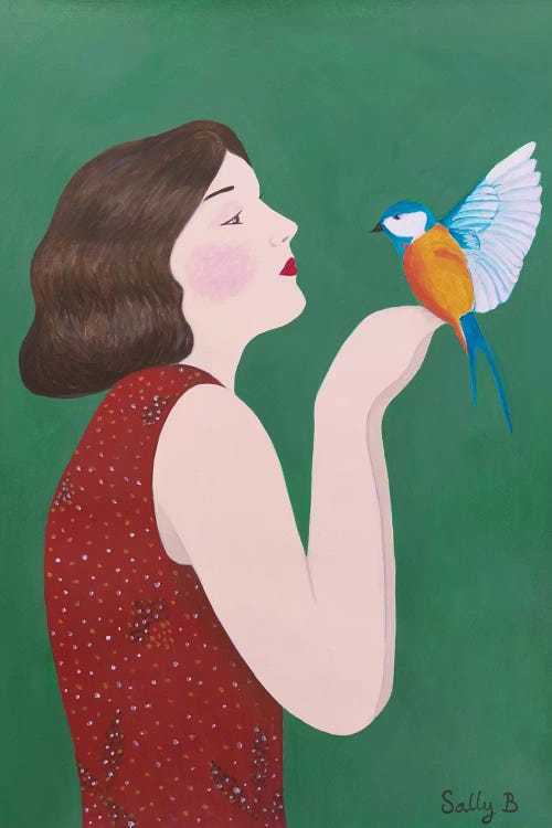 Woman And Bird by Sally B wall art