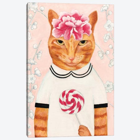 Cat With Lollypop Canvas Print #SLY4} by Sally B Canvas Art Print