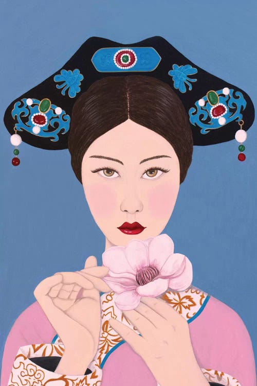 Chinese Woman Holding Flore by Sally B wall art