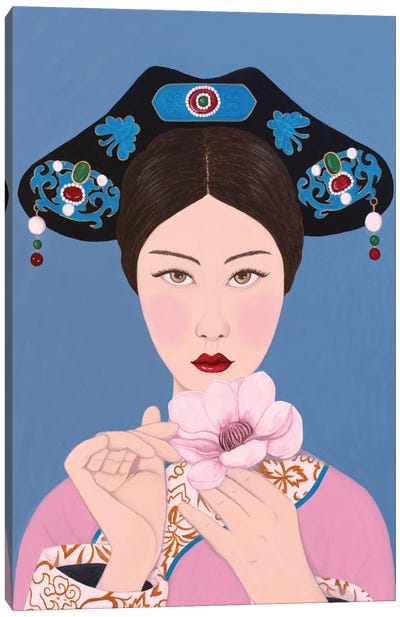 Chinese Woman Holding Flore Canvas Art Print - Sally B