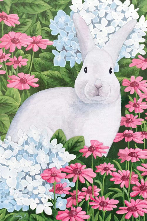 Rabbit In Garden by Sally B wall art
