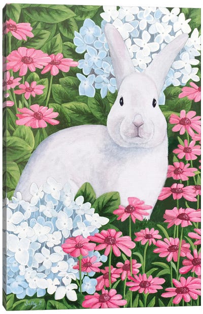 Rabbit In Garden Canvas Art Print - Sally B