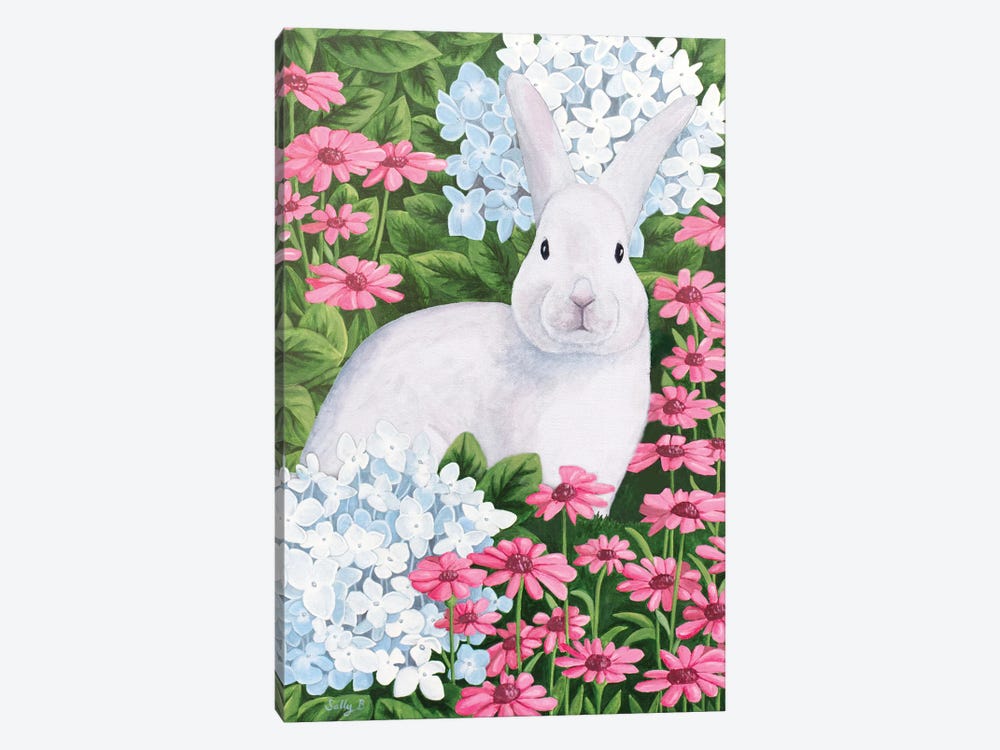 Rabbit In Garden by Sally B 1-piece Canvas Art