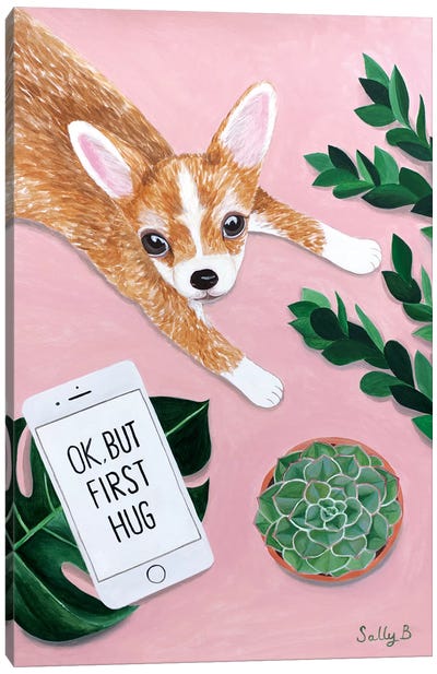 Chihuahua With Phone Canvas Art Print - Chihuahua Art